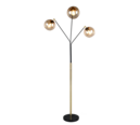 Trio Lighting Trio PAXTON vloerlamp | E27 Fitting | zwart met goud met amber | Ø 30 cm | IP20 | excl. 3x E27 | max. 10W