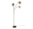 Trio Lighting Trio PAXTON vloerlamp | E27 Fitting | zwart met goud met amber | Ø 30 cm | IP20 | excl. 3x E27 | max. 10W