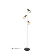 Trio CADIZ vloerlamp | mat zwart met amber | IP20 | E14 Fitting
