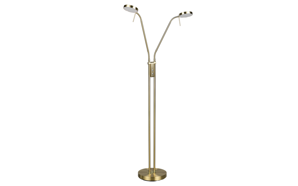 Trio Lighting Trio MONZA vloerlamp | LED | messing mat | Ø 25,5 cm | IP20 | 2x 12W | 1400 lm | 2300+3000+4000K | dimbaar