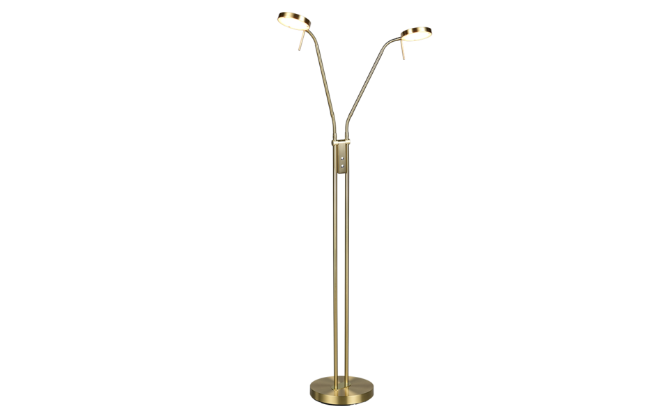 Trio Lighting Trio MONZA vloerlamp | LED | messing mat | Ø 25,5 cm | IP20 | 2x 12W | 1400 lm | 2300+3000+4000K | dimbaar