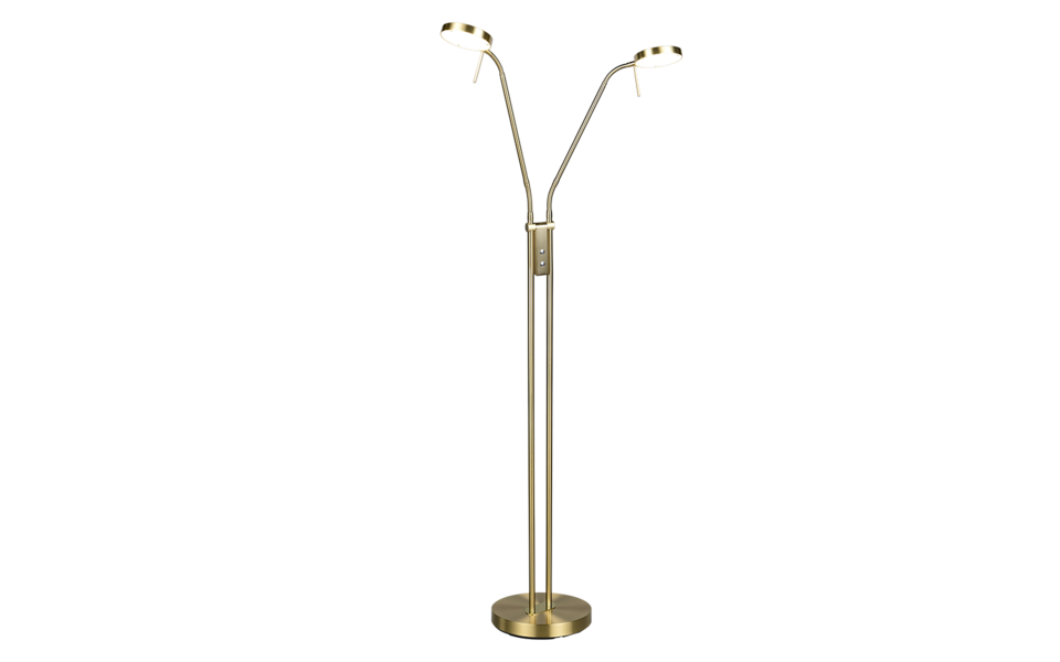 Trio Lighting Trio MONZA vloerlamp | LED | messing mat | Ø 25,5 cm | IP20 | 2x 12W | 1400 lm | 2300+3000+4000K | dimbaar