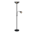 Trio Lighting Trio GERRY vloerlamp | E27 Fitting | mat zwart met verchroomd | Ø 34 cm | IP20 | excl. 2x E27 | max. 18W