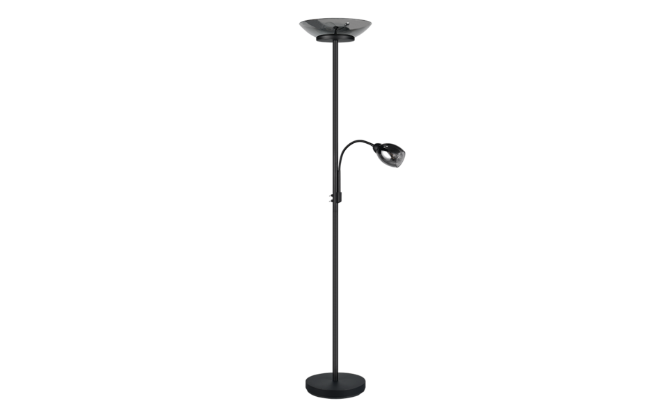 Trio Lighting Trio GERRY vloerlamp | E27 Fitting | mat zwart met verchroomd | Ø 34 cm | IP20 | excl. 2x E27 | max. 18W