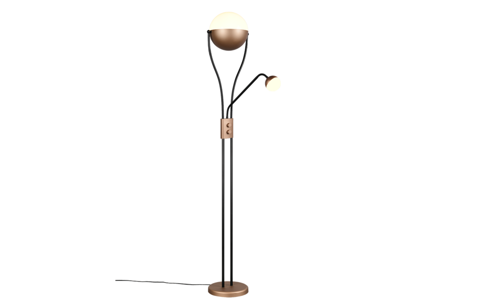 Trio Lighting Trio CHRIS vloerlamp | LED | koffie | Ø 30 cm | IP20 | 18W,3,8W | 2000 lm, 1x 350 lm | 3000K | dimbaar