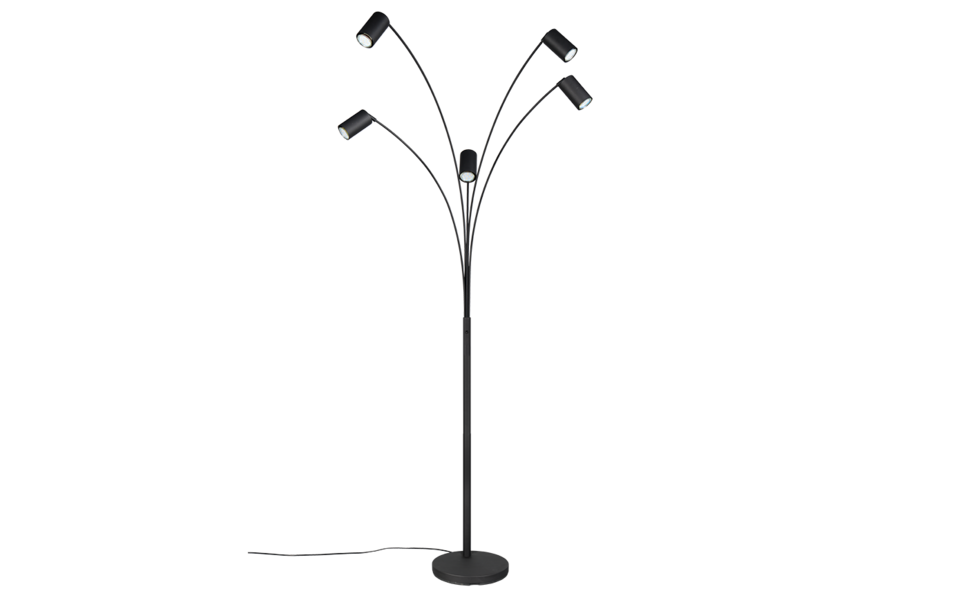 Trio Lighting Trio MARLEY vloerlamp | GU10 Fitting | mat zwart | Ø 28 cm | IP20 | excl. 5x GU10 | max. 10W