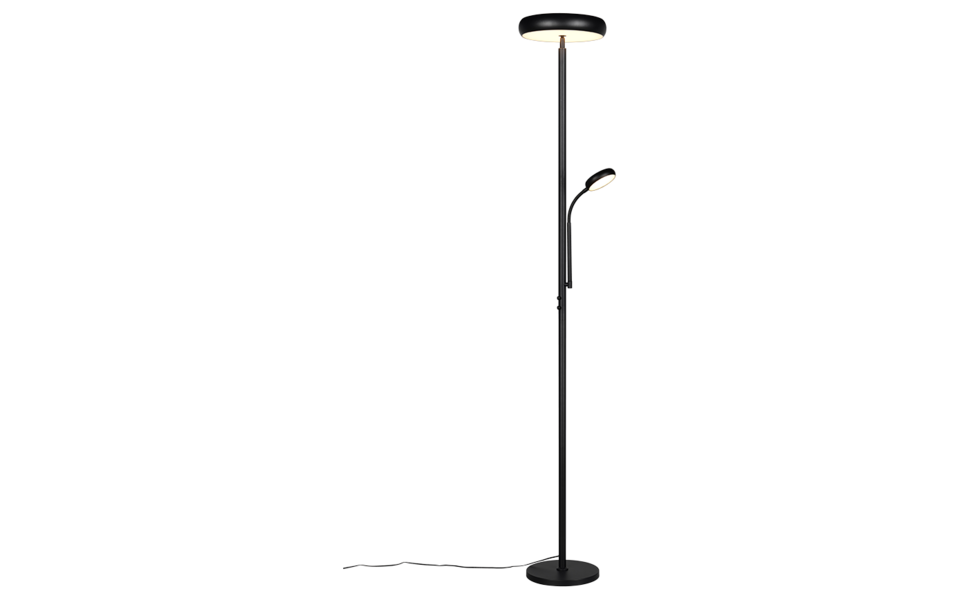 Trio Lighting Trio PALERMO vloerlamp | LED | mat zwart | Ø 28 cm | IP20 | 5W,18W | 500 lm, 1x 2000 lm | 3000+4000+6500K | dimbaar