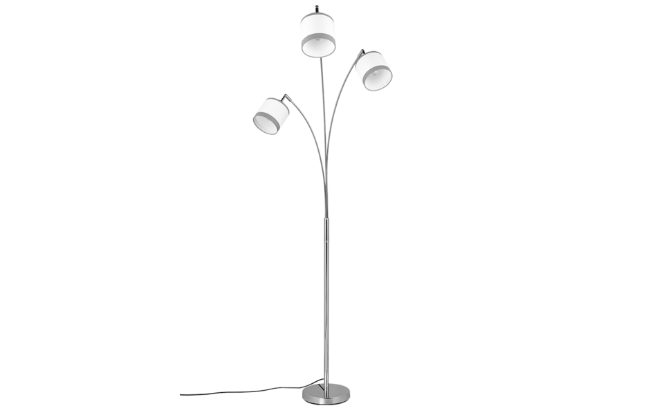Trio Lighting Trio DAVOS vloerlamp | E14 Fitting | chroom met wit | Ø 12 cm | IP20 | excl. 3x E14 | max. 28W Trio Lighting Trio DAVOS vloerlamp | E14 Fitting | chroom met wit | Ø 12 cm | IP20 | excl. 3x E14 | max. 28W