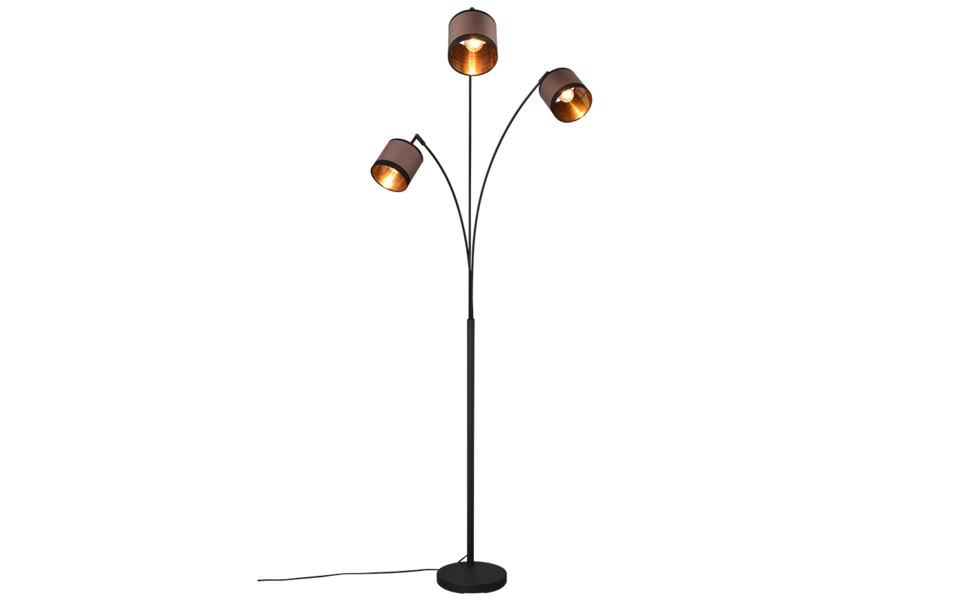 Trio Lighting Trio DAVOS vloerlamp | E14 Fitting | mat zwart met taupe | Ø 12 cm | IP20 | excl. 3x E14 | max. 28W Trio Lighting Trio DAVOS vloerlamp | E14 Fitting | mat zwart met taupe | Ø 12 cm | IP20 | excl. 3x E14 | max. 28W
