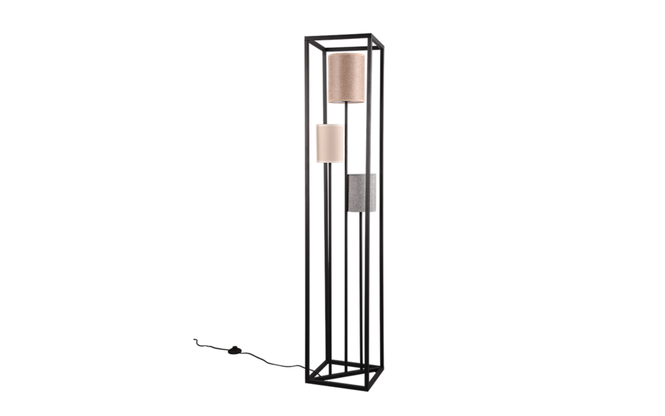 Trio Lighting Trio ROSS vloerlamp | E27 Fitting | mat zwart met beige met grijs met bruin | 29 x 29 cm | IP20 | excl. 3x E27 | max. 25W Trio Lighting Trio ROSS vloerlamp | E27 Fitting | mat zwart met beige met grijs met bruin | 29 x 29 cm | IP20 | excl. 3x E27 | max. 25W