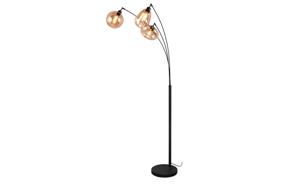 Trio Lighting Trio LUMINA vloerlamp | E14 Fitting | mat zwart met amber | 71,5 x 68 cm | IP20 | excl. 3x E14 | max. 10W Trio Lighting Trio LUMINA vloerlamp | E14 Fitting | mat zwart met amber | 71,5 x 68 cm | IP20 | excl. 3x E14 | max. 10W