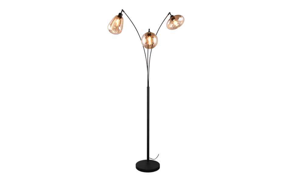 Trio Lighting Trio LUMINA vloerlamp | E14 Fitting | mat zwart met amber | 71,5 x 68 cm | IP20 | excl. 3x E14 | max. 10W Trio Lighting Trio LUMINA vloerlamp | E14 Fitting | mat zwart met amber | 71,5 x 68 cm | IP20 | excl. 3x E14 | max. 10W