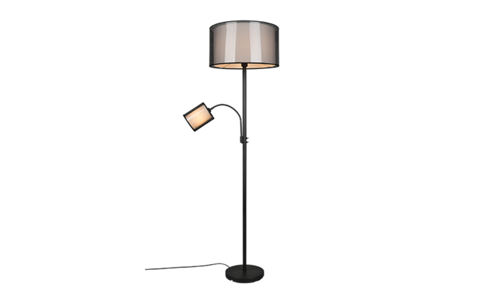 Trio Lighting Trio BURTON vloerlamp | E27 Fitting | mat zwart met zwart | Ø 45 cm | IP20 | excl. 1x E27 | max. 60W