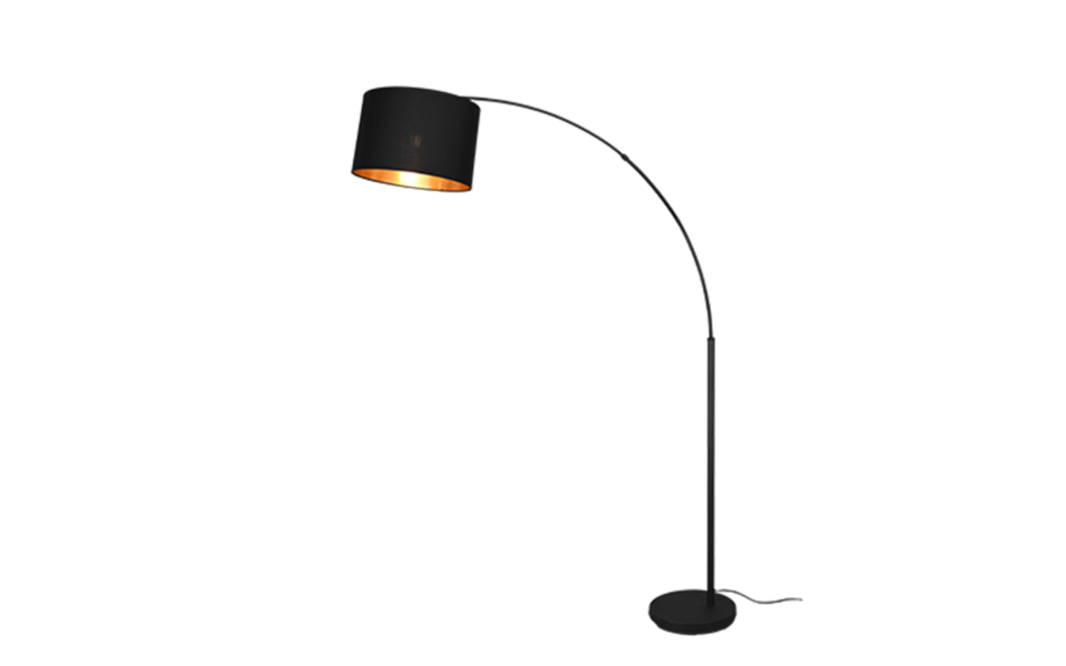 Trio Lighting Trio BOLIVIA vloerlamp | E27 Fitting | mat zwart met zwart met goud | Ø 35 cm | IP20 | excl. 1x E27 | max. 10W