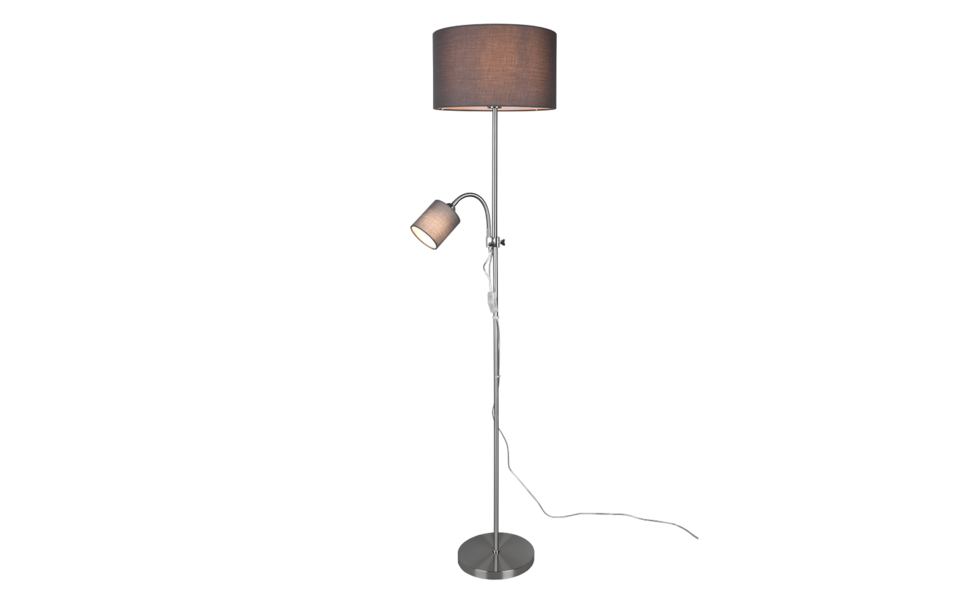 Trio Lighting Trio OWEN vloerlamp | E27 Fitting | nikkel mat met grijs | 36 x 160 cm | IP20 | excl. 1x E27 | max. 42W Trio Lighting Trio OWEN vloerlamp | E27 Fitting | nikkel mat met grijs | 36 x 160 cm | IP20 | excl. 1x E27 | max. 42W
