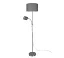 Trio Lighting Trio OWEN vloerlamp | E27 Fitting | nikkel mat met grijs | 36 x 160 cm | IP20 | excl. 1x E27 | max. 42W