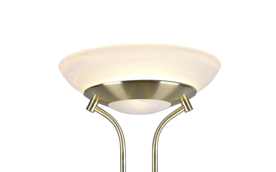 Trio Lighting Trio ORSON vloerlamp | LED | messing mat met albast | 32,5 x 180 cm | IP20 | 28W,6W | 3200 lm, 1x 600 lm | 3000K | dimbaar