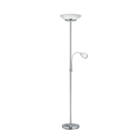 Trio GERRY vloerlamp | nikkel mat met wit | IP20 | E27 Fitting