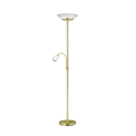 Trio GERRY vloerlamp | messing mat met wit | IP20 | E27 Fitting