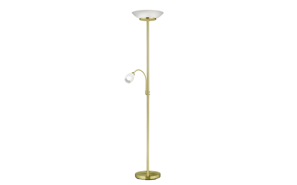 Trio Lighting Trio GERRY vloerlamp | E27 Fitting | messing mat met wit | Ø 34 cm | IP20 | excl. 2x E27 | max. 18W