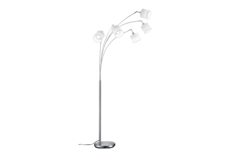 Trio Lighting Trio TOMMY vloerlamp | E14 Fitting | nikkel mat met wit | 30 x 200 cm | IP20 | excl. 5x E14 | max. 28W Trio Lighting Trio TOMMY vloerlamp | E14 Fitting | nikkel mat met wit | 30 x 200 cm | IP20 | excl. 5x E14 | max. 28W