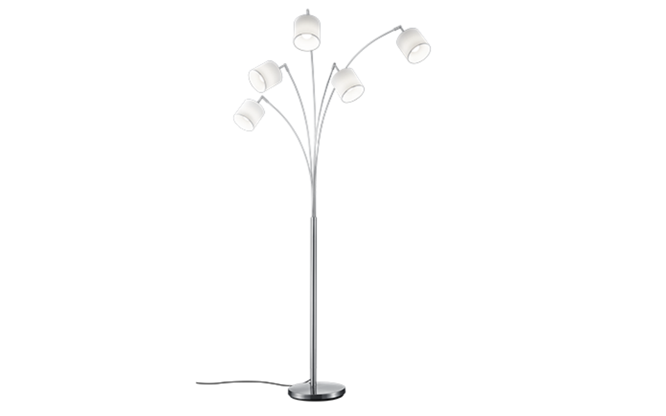 Trio Lighting Trio TOMMY vloerlamp | E14 Fitting | nikkel mat met wit | 30 x 200 cm | IP20 | excl. 5x E14 | max. 28W Trio Lighting Trio TOMMY vloerlamp | E14 Fitting | nikkel mat met wit | 30 x 200 cm | IP20 | excl. 5x E14 | max. 28W