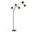 Trio Lighting Trio TOMMY vloerlamp | E14 Fitting | mat zwart met goudkleurig | 30 x 200 cm | IP20 | excl. 5x E14 | max. 28W