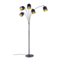 Trio Lighting Trio TOMMY vloerlamp | E14 Fitting | mat zwart met goudkleurig | 30 x 200 cm | IP20 | excl. 5x E14 | max. 28W