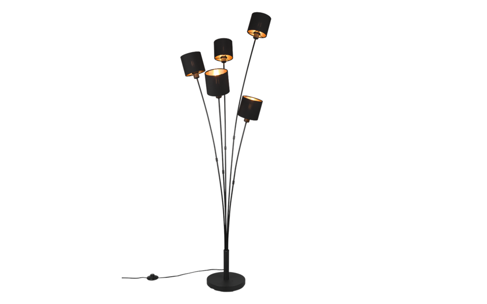Trio Lighting Trio TOMMY vloerlamp | E14 Fitting | mat zwart met goudkleurig | 48 x 45,5 cm | IP20 | excl. 5x E14 | max. 40W Trio Lighting Trio TOMMY vloerlamp | E14 Fitting | mat zwart met goudkleurig | 48 x 45,5 cm | IP20 | excl. 5x E14 | max. 40W