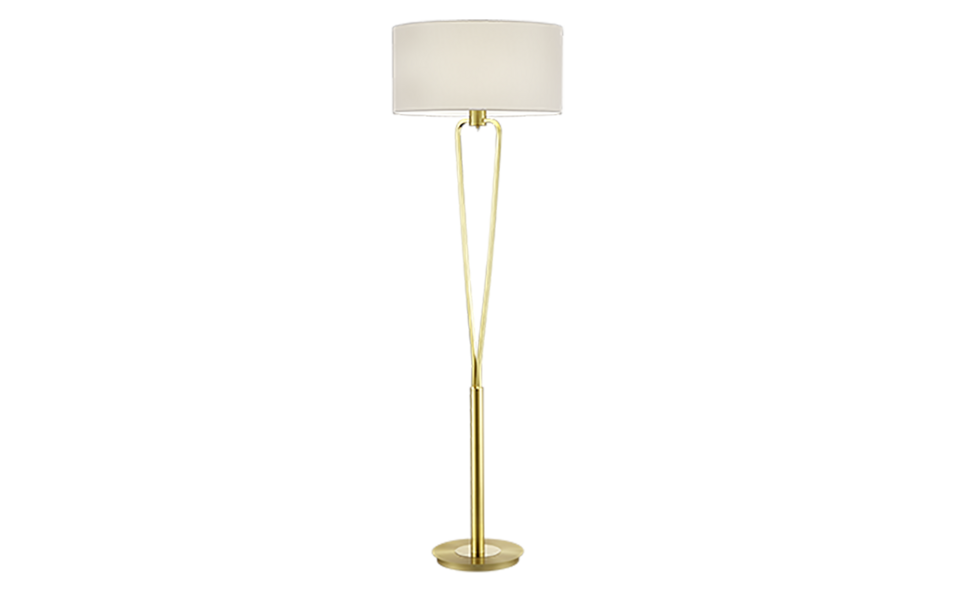 Trio Lighting Trio PARIS II vloerlamp | E27 Fitting | messing mat met wit | Ø 50 cm | IP20 | excl. 1x E27 | max. 60W