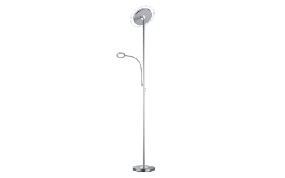 Trio Lighting Trio ACKBAR vloerlamp | LED | nikkel mat met transparant | 31 x 182,5 cm | IP20 | 18W,4W | 2000 lm, 1x 350 lm | 3000K | niet dimbaar