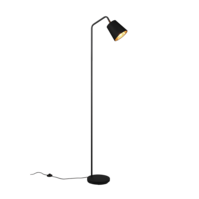 Trio BUDDY vloerlamp | mat zwart/zwart/goud | IP20 | E27 Fitting
