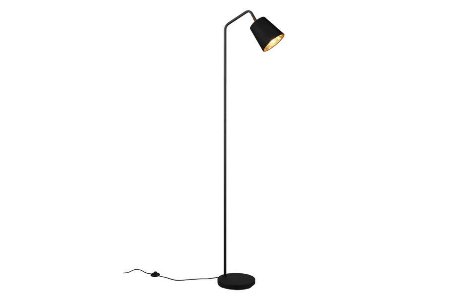 Trio Lighting Trio BUDDY vloerlamp | E27 Fitting | mat zwart met zwart met goud | 22 x 35 cm | IP20 | excl. 1x E27 | max. 25W