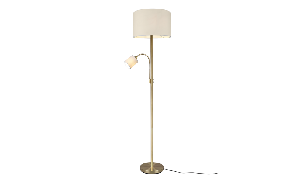 Trio Lighting Trio HOTEL vloerlamp | E27 Fitting | messing kleur met crèmewit | Ø 40 cm | IP20 | excl. 1x E27 | max. 60W