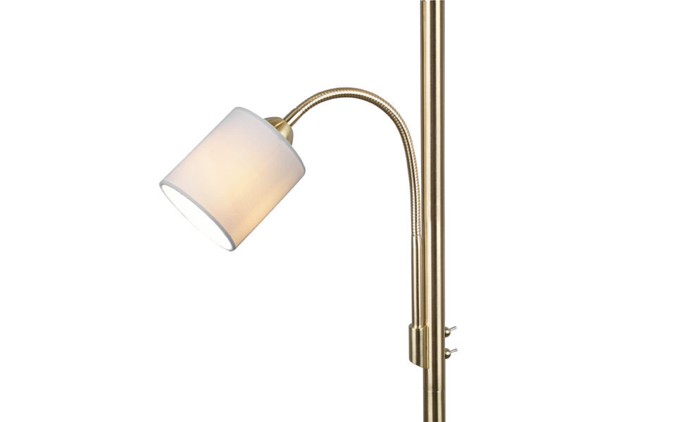 Trio Lighting Trio HOTEL vloerlamp | E27 Fitting | messing kleur met crèmewit | Ø 40 cm | IP20 | excl. 1x E27 | max. 60W