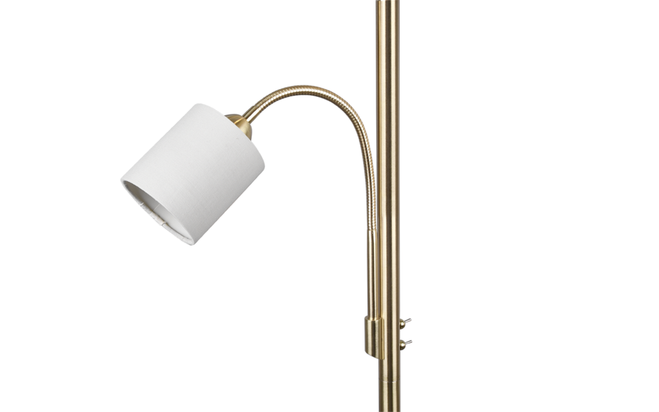 Trio Lighting Trio HOTEL vloerlamp | E27 Fitting | messing kleur met crèmewit | Ø 40 cm | IP20 | excl. 1x E27 | max. 60W
