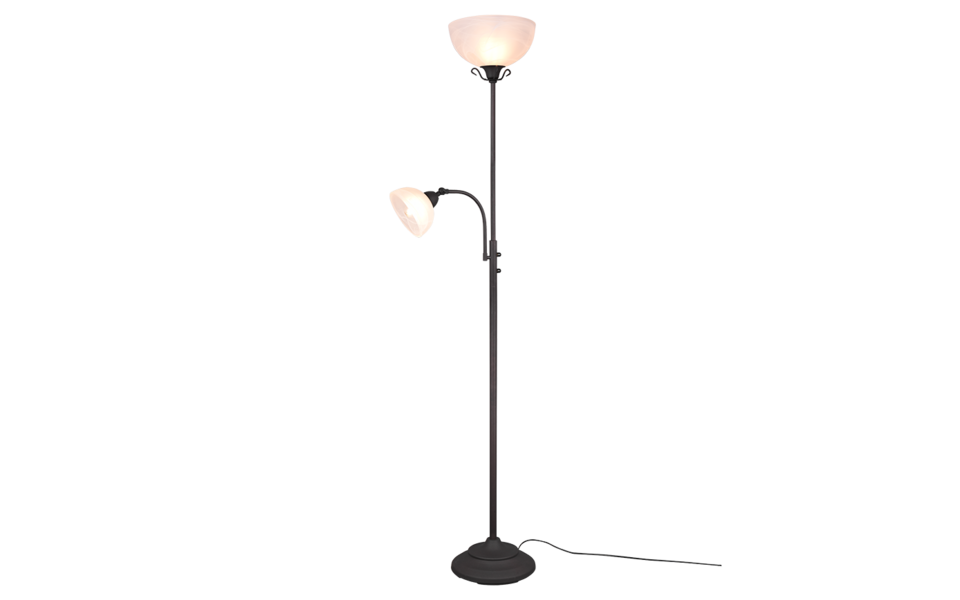 Trio Lighting Trio COUNTRY vloerlamp | E27 Fitting | roestkleur met albast | 30 x 184 cm | IP20 | excl. 1x E27 | max. 100W