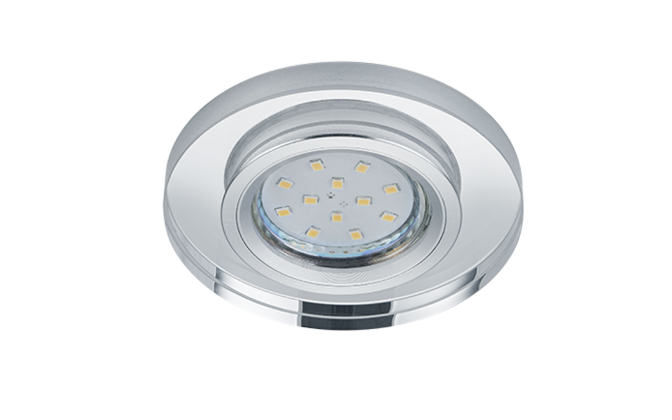 Trio Lighting Trio PIRIN inbouwspot | GU10 Fitting | chroom met transparant | Ø 9 cm | IP20 | excl. 1x GU10 | max. 10W