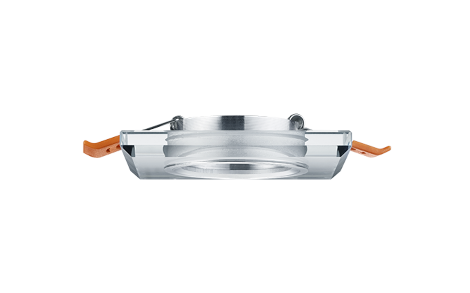 Trio Lighting Trio PIRIN inbouwspot | GU10 Fitting | chroom met transparant | 9 x 9 cm | IP20 | excl. 1x GU10 | max. 10W