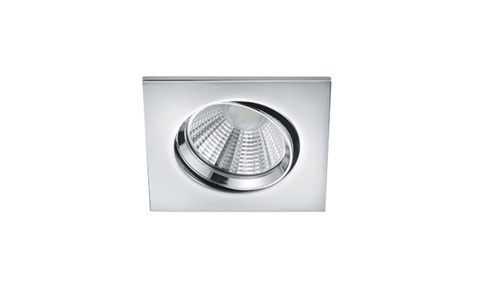 Trio Lighting Trio PAMIR inbouwspot | LED | chroom | 8,5 x 8,5 cm | IP23 | 1x 5,5W | 345 lm | 3000K | dimbaar