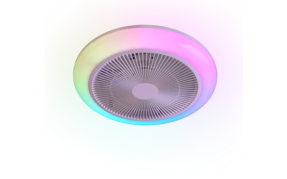 Trio Lighting Trio HOLMSUND VENTILATOR plafondlamp | LED | SMD,LED Fitting | wit met transparant | h 14 cm | IP20 | 20W,6W | 2400 lm, 1x lm | 3000-6500K | dimbaar