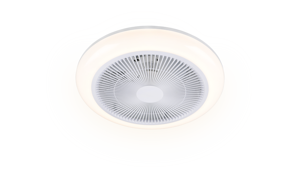 Trio Lighting Trio HOLMSUND VENTILATOR plafondlamp | LED | SMD,LED Fitting | wit met transparant | h 14 cm | IP20 | 20W,6W | 2400 lm, 1x lm | 3000-6500K | dimbaar