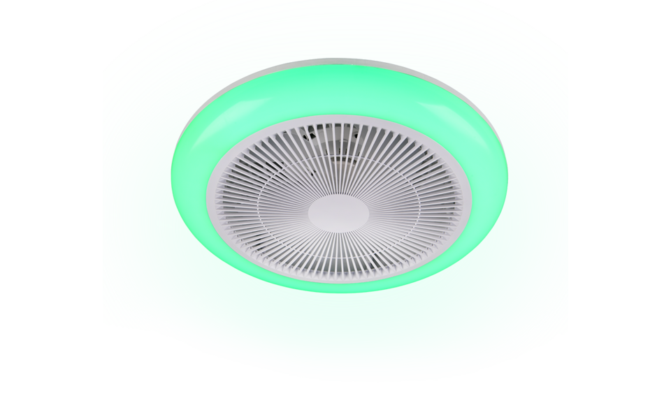 Trio Lighting Trio HOLMSUND VENTILATOR plafondlamp | LED | SMD,LED Fitting | wit met transparant | h 14 cm | IP20 | 20W,6W | 2400 lm, 1x lm | 3000-6500K | dimbaar