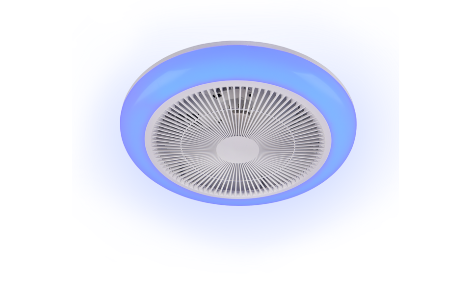 Trio Lighting Trio HOLMSUND VENTILATOR plafondlamp | LED | SMD,LED Fitting | wit met transparant | h 14 cm | IP20 | 20W,6W | 2400 lm, 1x lm | 3000-6500K | dimbaar