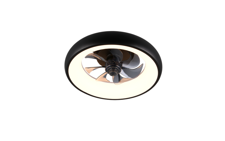 Trio Lighting Trio MUONIO VENTILATOR plafondlamp | LED | mat zwart | Ø 40 cm | IP20 | 1x 20W | 2300 lm | 2700-6500K | dimbaar