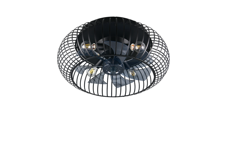Trio Lighting Trio JOHANNA VENTILATOR plafondlamp | E27 Fitting | mat zwart met zwart | Ø 61 cm | IP20 | excl. 3x E27 | max. 10W