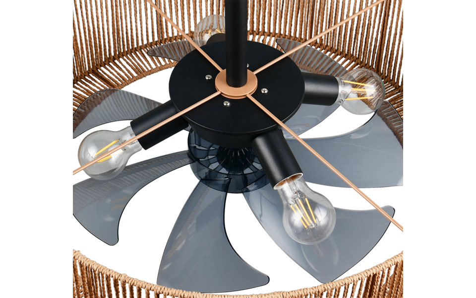 Trio Lighting Trio SMILLUM VENTILATOR plafondlamp | E27 Fitting | natuurlijke afwerking | Ø 61 cm | IP20 | excl. 4x E27 | max. 10W Trio Lighting Trio SMILLUM VENTILATOR plafondlamp | E27 Fitting | natuurlijke afwerking | Ø 61 cm | IP20 | excl. 4x E27 | max. 10W