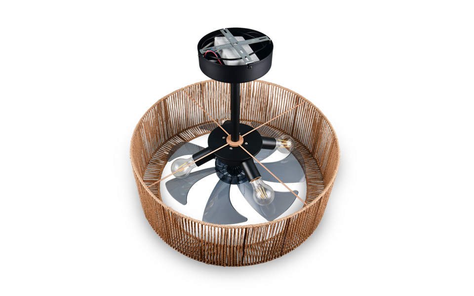Trio Lighting Trio SMILLUM VENTILATOR plafondlamp | E27 Fitting | natuurlijke afwerking | Ø 61 cm | IP20 | excl. 4x E27 | max. 10W Trio Lighting Trio SMILLUM VENTILATOR plafondlamp | E27 Fitting | natuurlijke afwerking | Ø 61 cm | IP20 | excl. 4x E27 | max. 10W