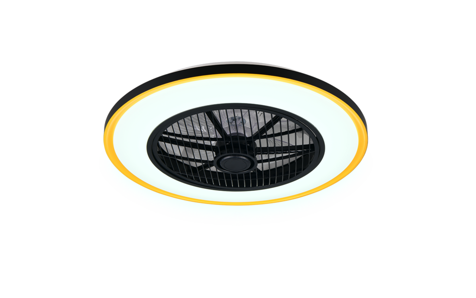 Trio Lighting Trio VARPULA LED ceiling fan light | 1x 30W 3100 lm 2700-6500K | black with gold | Ø 55 cm | IP20 | 20 cm