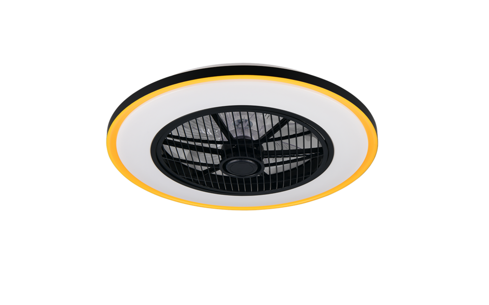Trio Lighting Trio VARPULA LED ceiling fan light | 1x 30W 3100 lm 2700-6500K | black with gold | Ø 55 cm | IP20 | 20 cm